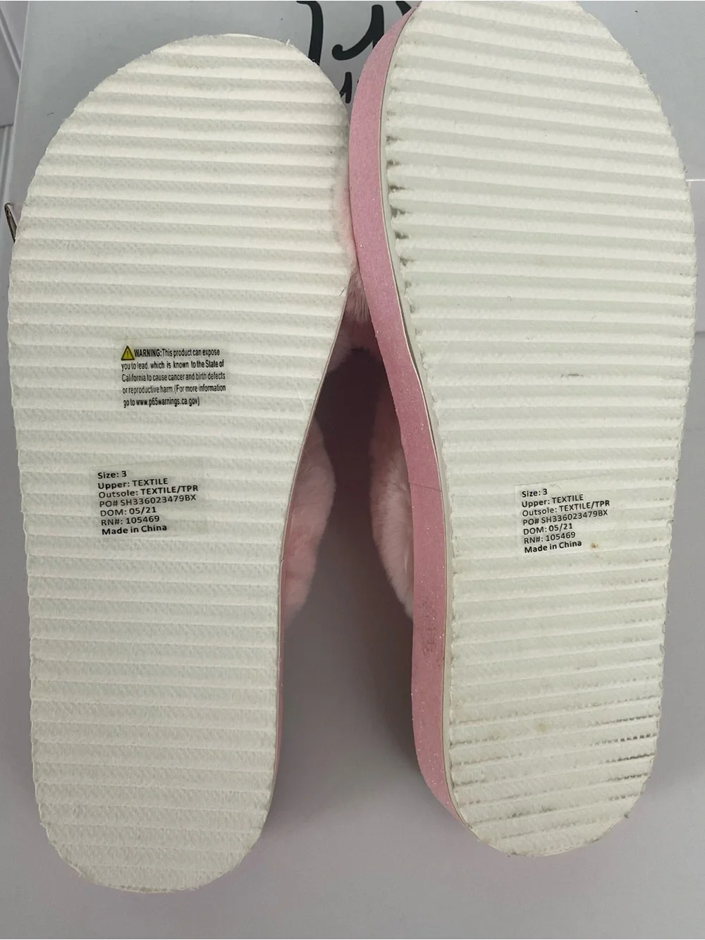Olivia Miller Light Pink Faux-Fur Crossband Slide Sandals Flip Flops Girl’s Sz 3